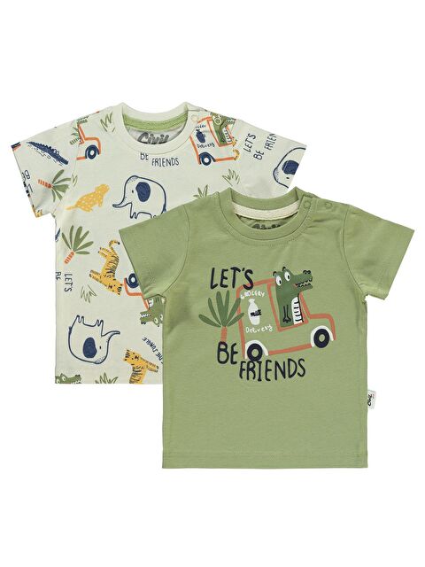 Civil Baby Erkek Bebek 2'li Tişört 3-12 Ay Yağ Yeşili - S000201876-18194