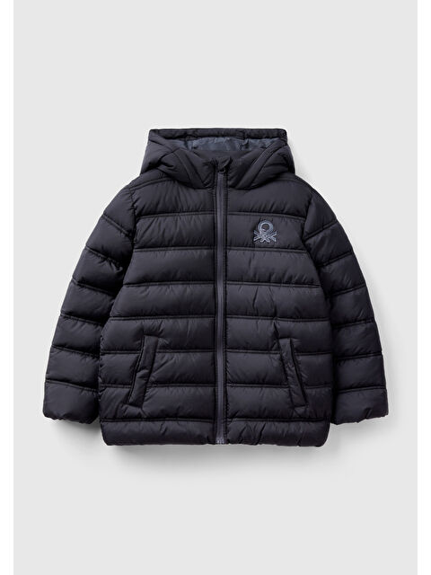 United Colors Of Benetton Erkek Çocuk Siyah Logo İşlemeli Pufa Mont - S000293506-19351