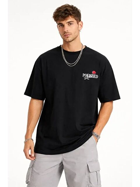 Jane's Erkek Bisiklet Yaka Baskılı Kısa Kollu Tişört