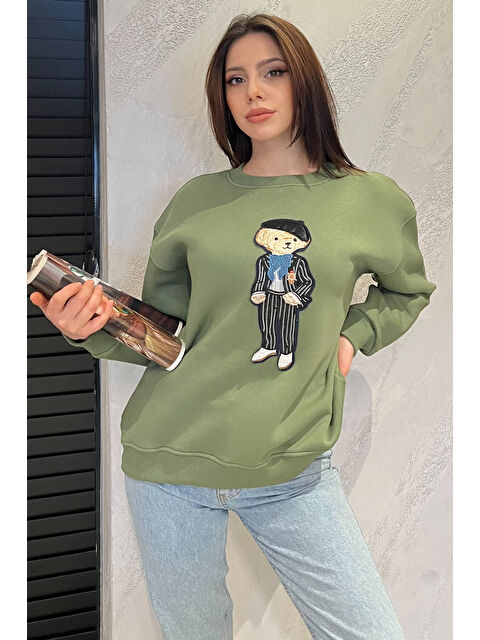Gülseli Kadın Bisiklet Yaka Aplikeli Sweatshirt (aplike Ayılar Farklı Gelebilir) - S000332240-18547