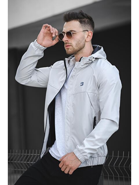 Oksit Suya Dayanaklı Slim Fit Erkek Kapüşonlu Mevsimlik Mont Yağmurluk - S000126126-20600