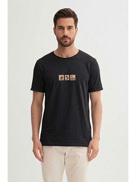 Bad Bear Rose Siyah Erkek Baskılı Tişört