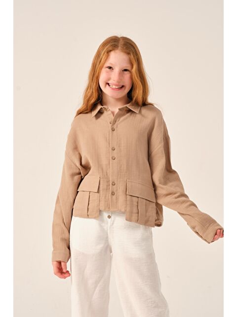 JAZZİEE Genç Kız Çocuk Cepli Uzun Kollu Gömlek - S000315659-19928