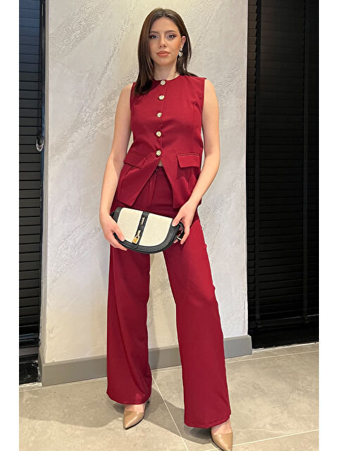 Gülseli Düğme Detaylı Yelek Pantolon İkili Takım - S000299040-19951