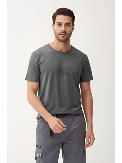 Bad Bear Bad Day Antrasit Erkek Baskılı Tişört