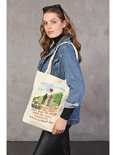 Bagg Kanvas I Pray For Your Bez Çanta C0540 - S000152963-19966