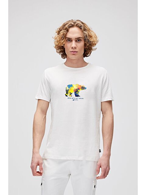 Bad Bear Speak Arty Beyaz Erkek Baskılı Tişört