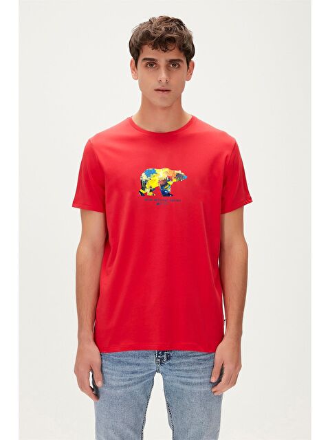 Bad Bear Speak Arty Kırmızı Erkek Baskılı Tişört