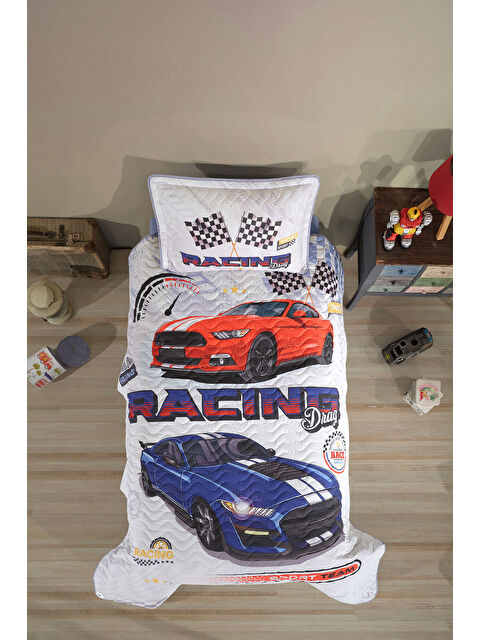 Clasy %100 Pamuk Tek Kişilik Yatak Örtüsü Seti Racing Drag - S000484831-17234
