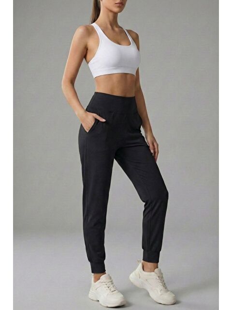 Genius Store Kadın Eşofman Yüksek Bel Jogger Scuba Kumaş Cepli Rahat Kesim Jogger Eşofman Altı - S000508124-19351