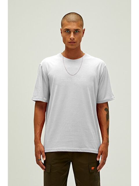 Bad Bear Small Lınes Beyaz Erkek Baskılı Tişört