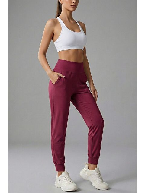 Genius Store Kadın Eşofman Yüksek Bel Jogger Scuba Kumaş Cepli Rahat Kesim Jogger Eşofman Altı - S000508124-19951