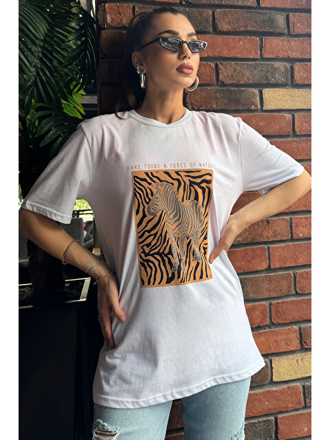 Gülseli Zebra Baskılı Kadın Tişört - S000289721-20063