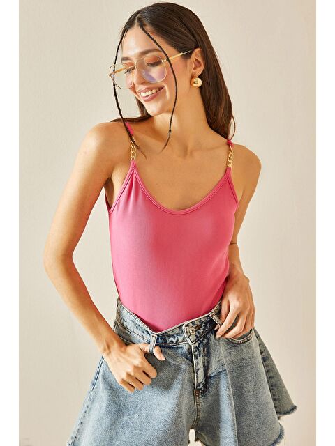 Xhan Pembe Zincirli Askılı Bluz 5YXK2-48380-20 - S000173119-20024