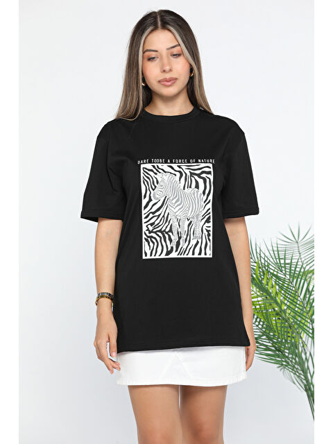 Gülseli Zebra Baskılı Kadın Tişört - S000289721-19351