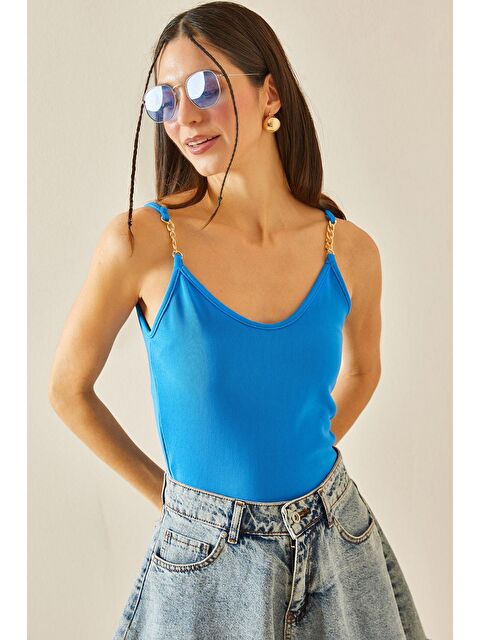 Xhan Mavi Zincirli Askılı Bluz 5YXK2-48380-12 - S000173119-17234