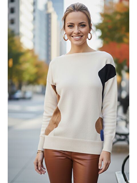 Chiccy Krem Kayık Yaka Uzun Kol İnce Casual Triko Kazak 65 60 - S000508125-19966