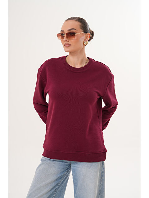 MİSS DÜNYA LİSSA Unisex Bisiklet Yaka %100 Pamuk Basic Sweatshirt - S000510256-19951