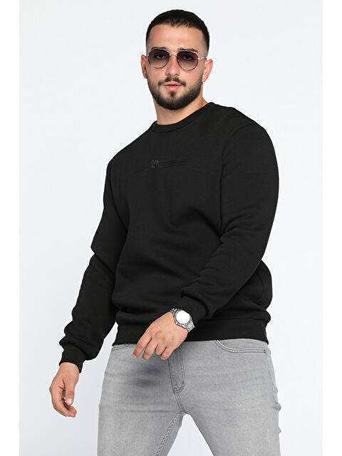 Mishar İtalia Bisiklet Yaka Kabartma Baskılı Üç İplik Şardonlu Erkek Sweatshirt - S000300901-19351