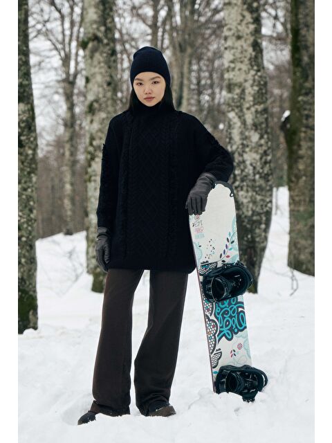 HE-QA Püskül Detaylı Örme Kazak Lacivert - S000471205-21164