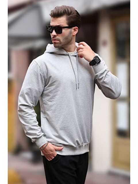 Madmext Gri Kapüşonlu Erkek Sweatshirt 7069 - S000424240-20600