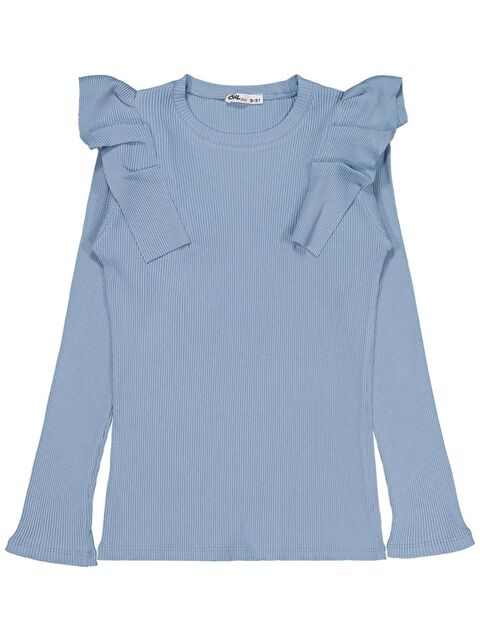 Civil Girls Omuz Fırfırlı 10-13 Yaş Sweatshirt - Mavi 13-14 Yaş - S000484645-17234