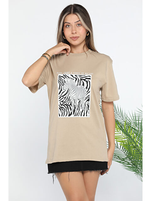 Gülseli Zebra Baskılı Kadın Tişört - S000289721-19928