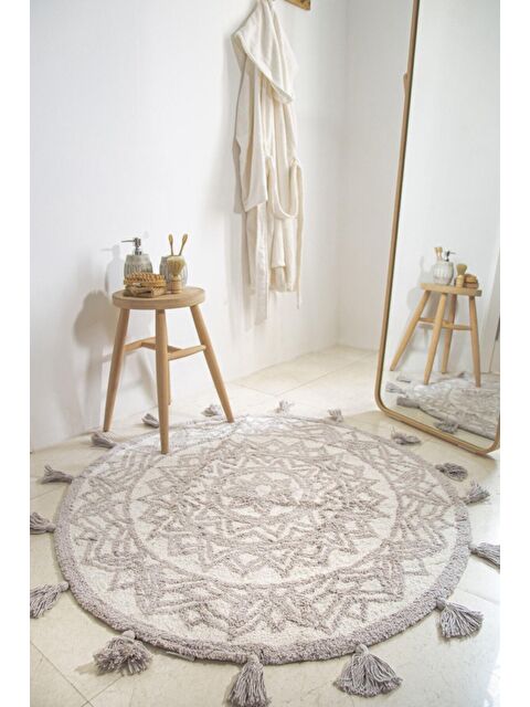 İrya Pina %100 Pamuk Banyo Paspası White / Grey 100x100 - S000169528-37227