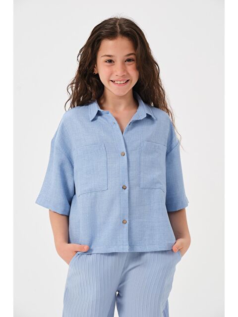JAZZİEE Genç Kız Çocuk Cepli Kısa Kollu Gömlek - S000315662-17234