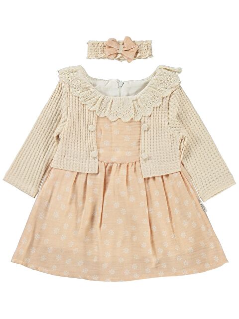 Kumru Lüks Süs Bolerolu Bandanalı 6-18 Ay Elbise - Pudra 18-24 Ay - S000526622-24085