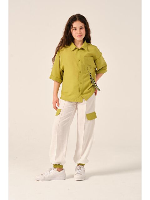 Jazzi·ee Genç Kız Çocuk Aksesuar Detaylı Cepli Kısa Kollu Gömlek - S000315663-1091