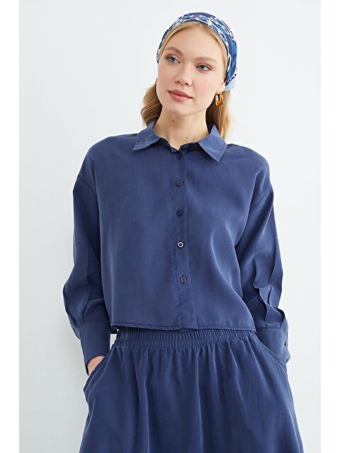 Fullamoda Basic Düğmeli Salaş Crop Gömlek - S000508314-21164