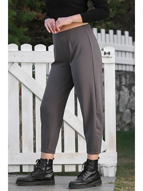 Chiccy Antrasit Cepli Lastikli Bel Düz Paça Casual Jarse Örme Pantolon 90 65 - S000469053-29666