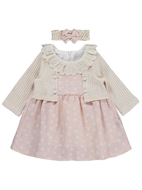 Kumru Lüks Süs Bolerolu Bandanalı 6-18 Ay Elbise - Pembe 18-24 Ay - S000526622-20024