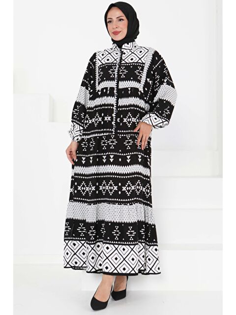 Tofisa Düğme Detaylı Elbise Siyah - 27396 - S000425305-19351