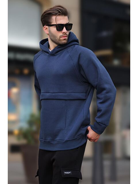 Madmext Lacivert Kapüşonlu Cep Detaylı Erkek Sweatshirt 7092 - S000424249-21164