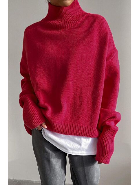 Madmext Pembe Balıkçı Yaka Kazak Mg1252 - S000121278-20024