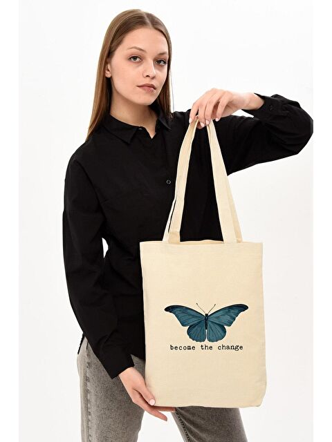 Bagg Kanvas Become The Change Baskılı Bez Çanta - S000152961-19966