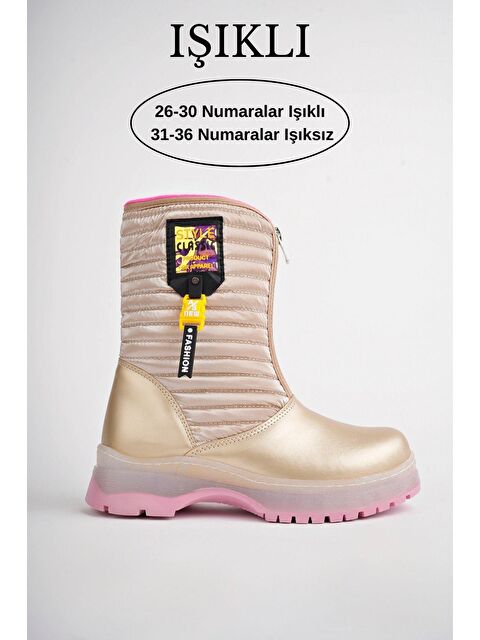 Muggo BLOOM Çocuk Tırtıklı Taban İçi Polar Önü Fermuarlı Yağmur ve Kar Botu - S000282603-20076