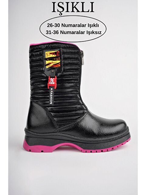 Muggo BLOOM Çocuk Tırtıklı Taban İçi Polar Önü Fermuarlı Yağmur ve Kar Botu - S000282603-19351