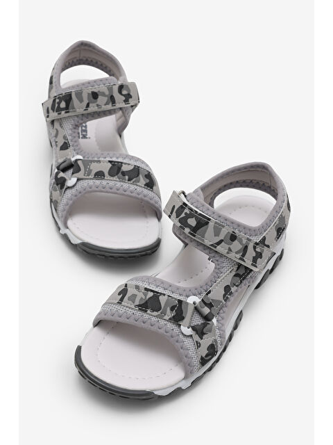 TONNY BLACK Çocuk Unisex Gri Kamuflaj Çoçuk Cırtlı Sandalet - S000510281-74