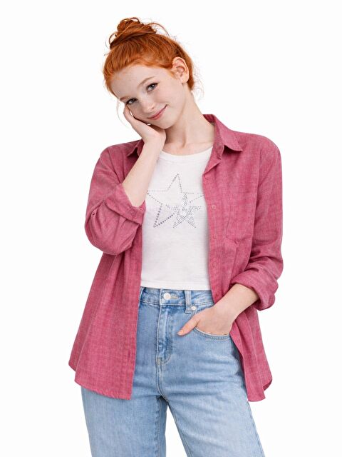 Ahengim Kız Çocuk Sofia Keten Badili Basic Gömlek Takım Ak2605 - S000530063-18686