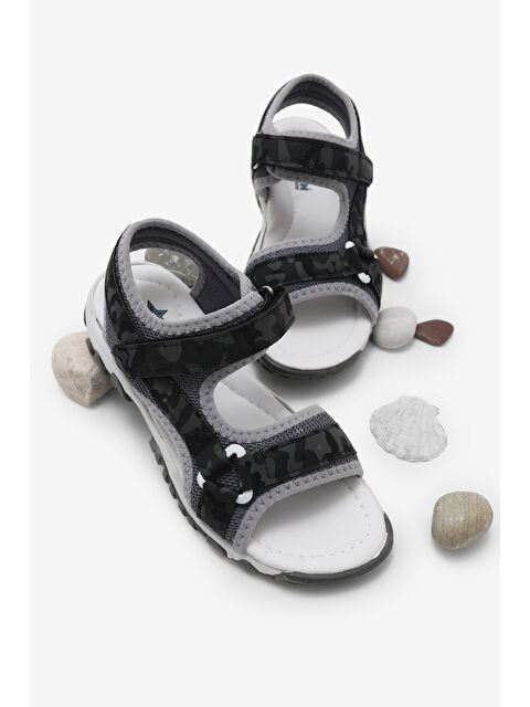 TONNY BLACK Çocuk Unisex Siyah Kamuflaj Çoçuk Cırtlı Sandalet - S000510281-15542