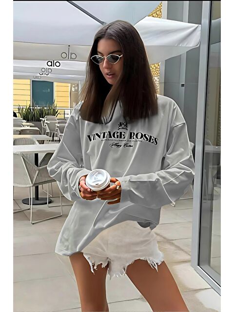 Madmext Boyalı Gri Baskılı Uzun Kollu Tişört Mg2451 - S000388801-22875