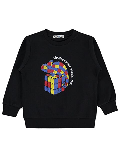 Civil Boys Zeka Küpü iguana Baskılı 2-5 Yaş Sweatshirt - Siyah 2-3 Yaş - S000526727-19351
