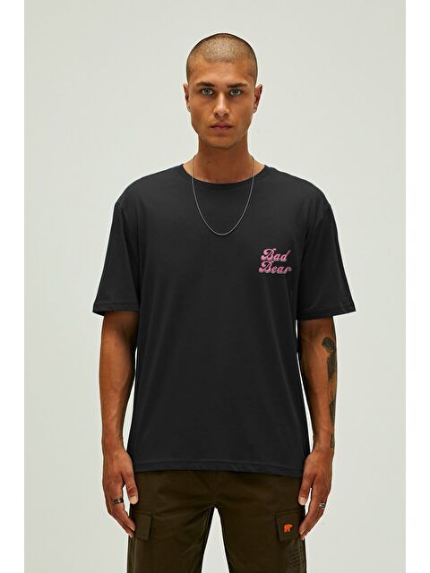 Bad Bear Bad Pink Siyah Erkek Baskılı Tişört