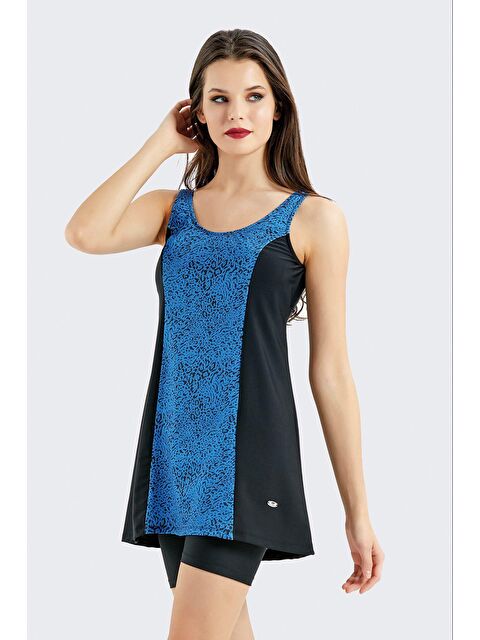 C&City Taytlı Tesettür Mayo  C14384 Siyah/Sax - S000216987-19351