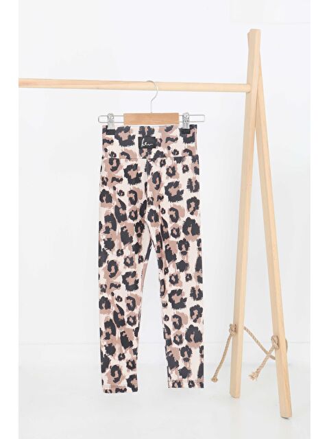 Tofisa Kız Çocuk Vizon Baskılı Armalı Tayt - 27203 - S000426032-26429