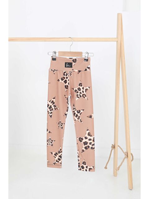 Tofisa Kız Çocuk Taba Baskılı Armalı Tayt - 27206 - S000426024-14955