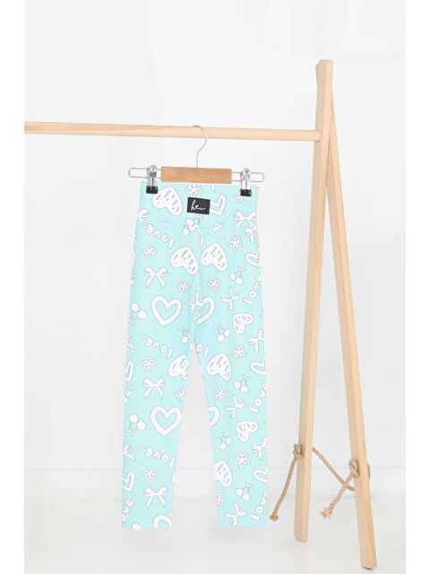 Tofisa Kız Çocuk Mint Baskılı Armalı Tayt - 27202 - S000426028-1180